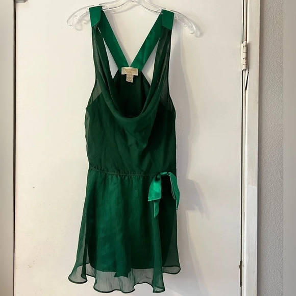 Victoria's Secret Gold Label Emerald Green Slip Chemis  Built in Shorts Sheer L - Picture 3 of 13
